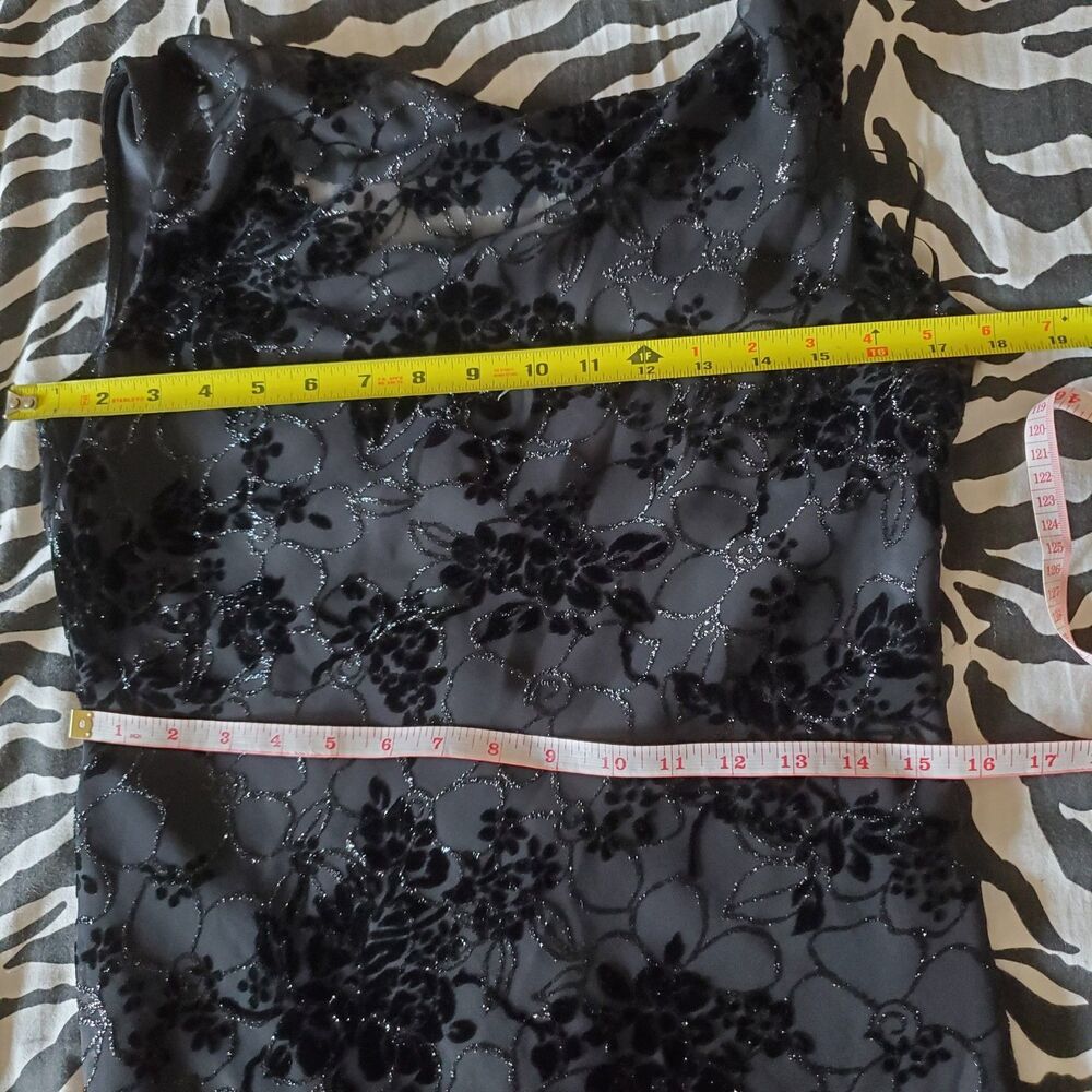 Exquis Black Floral Velvet Burnout Maxi Dress Size S 90s Y2k Whimsigoth Witchy - Picture 11 of 11